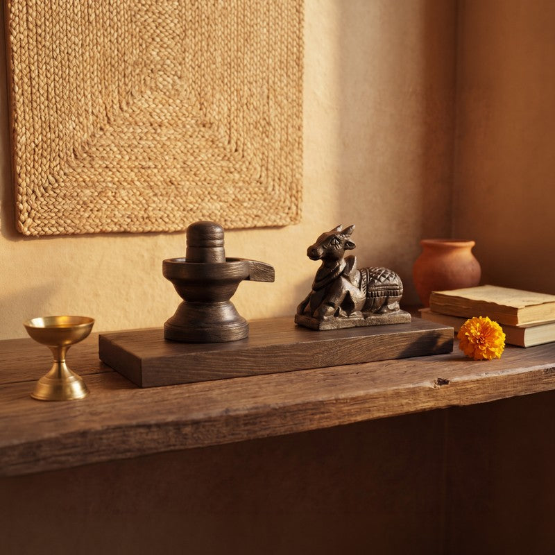 Nandi Shiva Lingam Wooden Idol