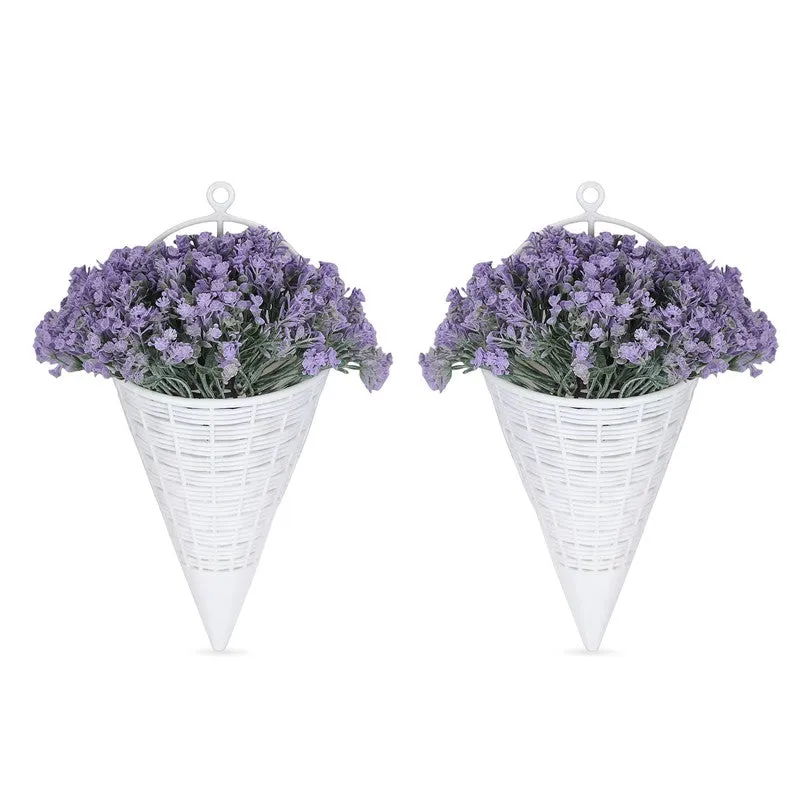 Artificial Flowers (Purple) with Pot - Set Of Two media 6
