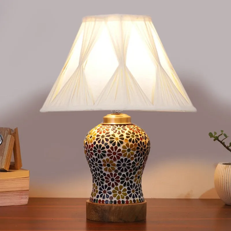 Aurelia Smocked Wooden Table Lamp - Multicolor media 3