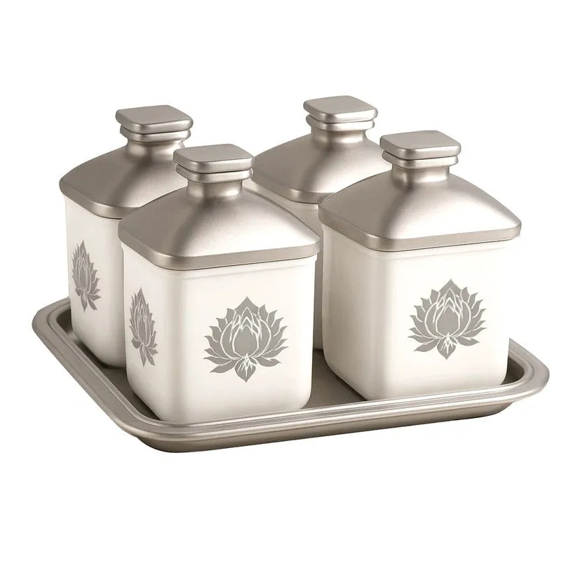 Spice Aura Air Tight Condiment Jars (Silver /500 mL Each) - Five Piece Set media 3