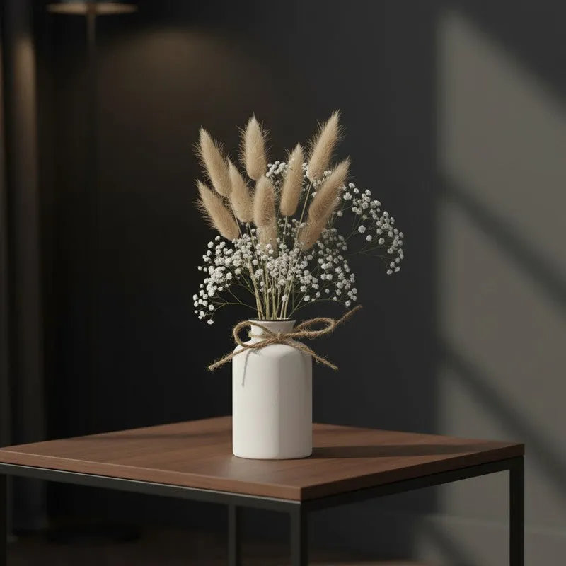 Warm Neutral Ceramic Vase - White media 4