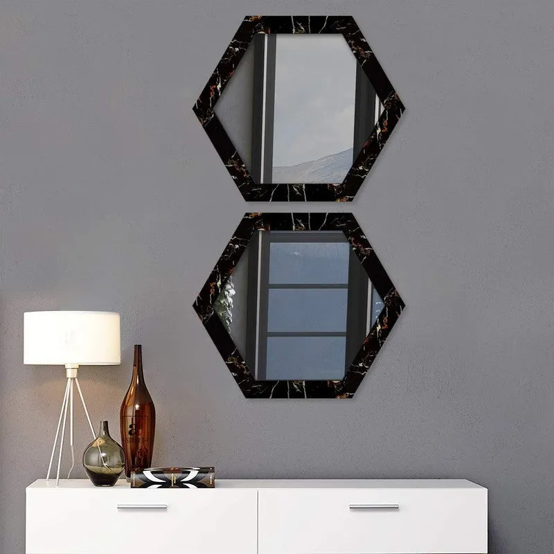 Reflectique Glass Wall Mirror Wiith PVC Frame - Set Of Two media 1