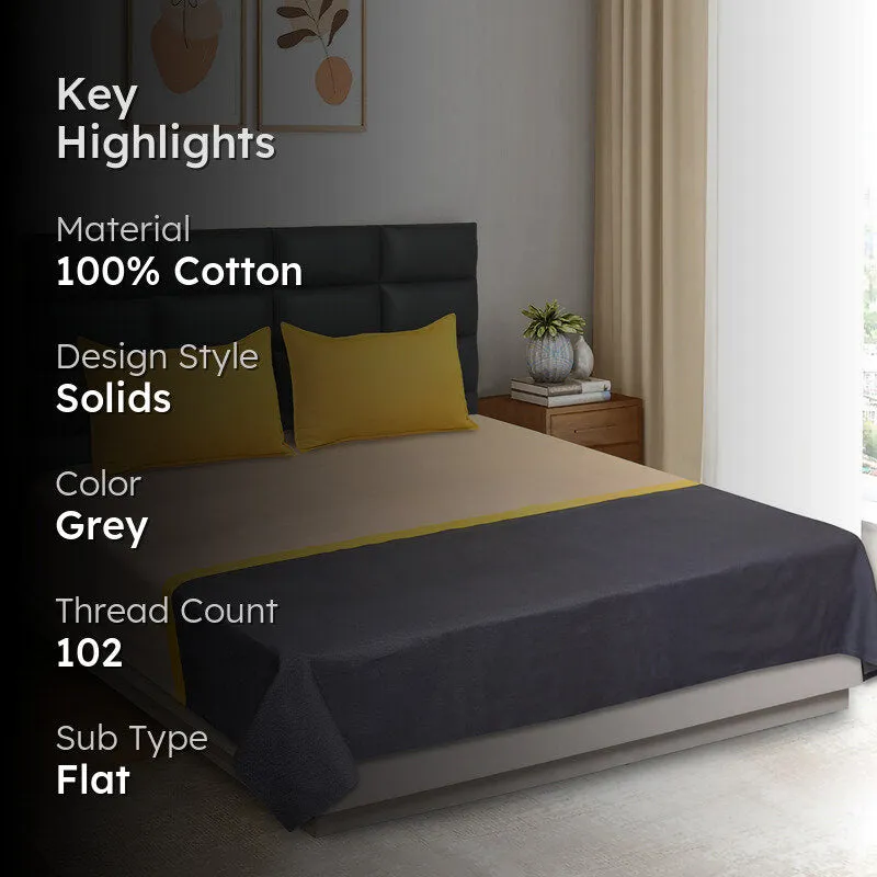 Saral Home Awning Cotton Bedsheet (Dark Grey) - 102 TC media 2