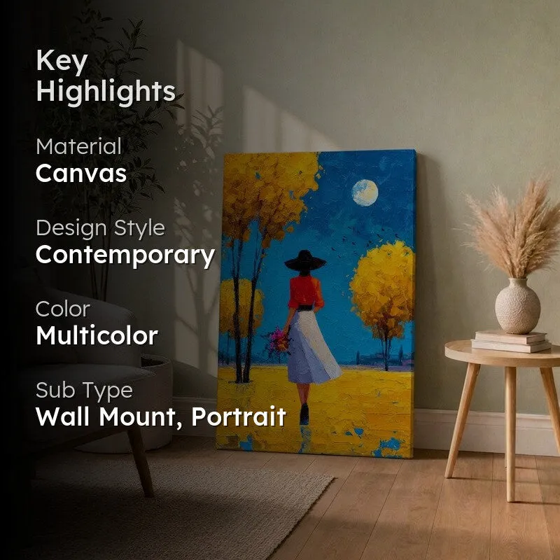 Silent Walk Under the Moon Canvas Wall Art media 2
