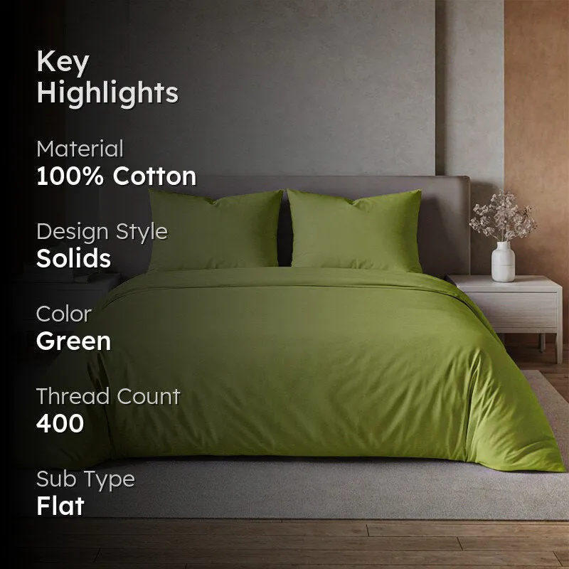 Moonweave Solid Cotton Bedsheet (Muted Green) - 400 TC media 2
