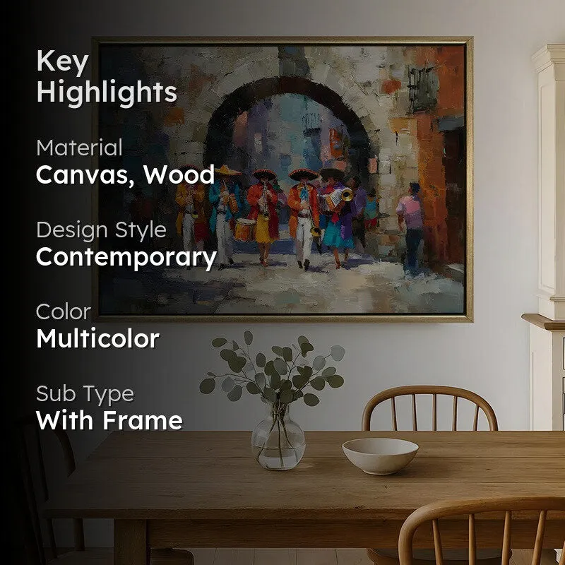Plaza Guitar Canvas Wall Painting With Frame media 2