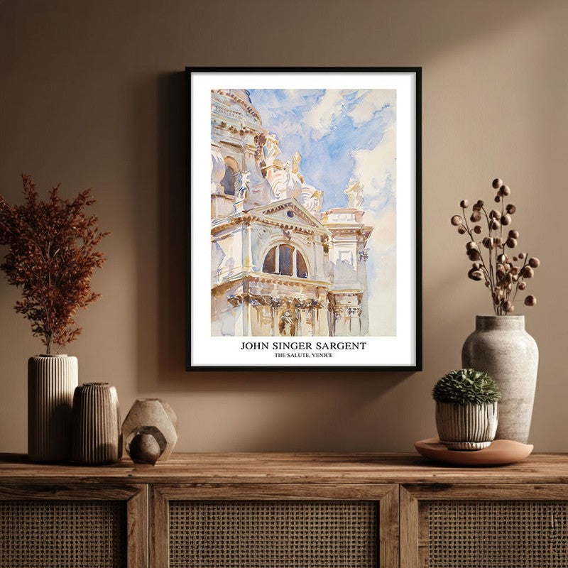 The Salute Venice John Singer Sargent Archival Canvas Wall Painting - Black Frame