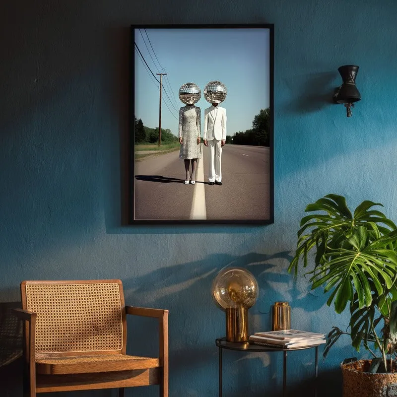 The Disco Couple Archival Canvas Wall Art - Black Frame media 4