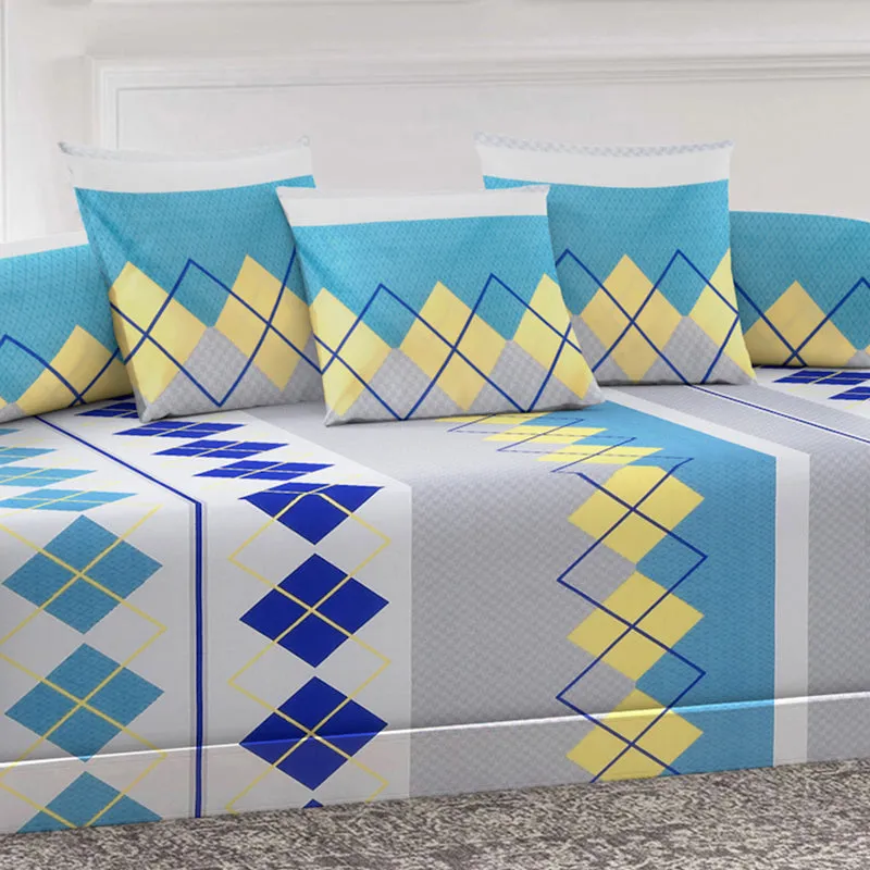 Azure Argyles Diwan Set - Six Piece Set media 3