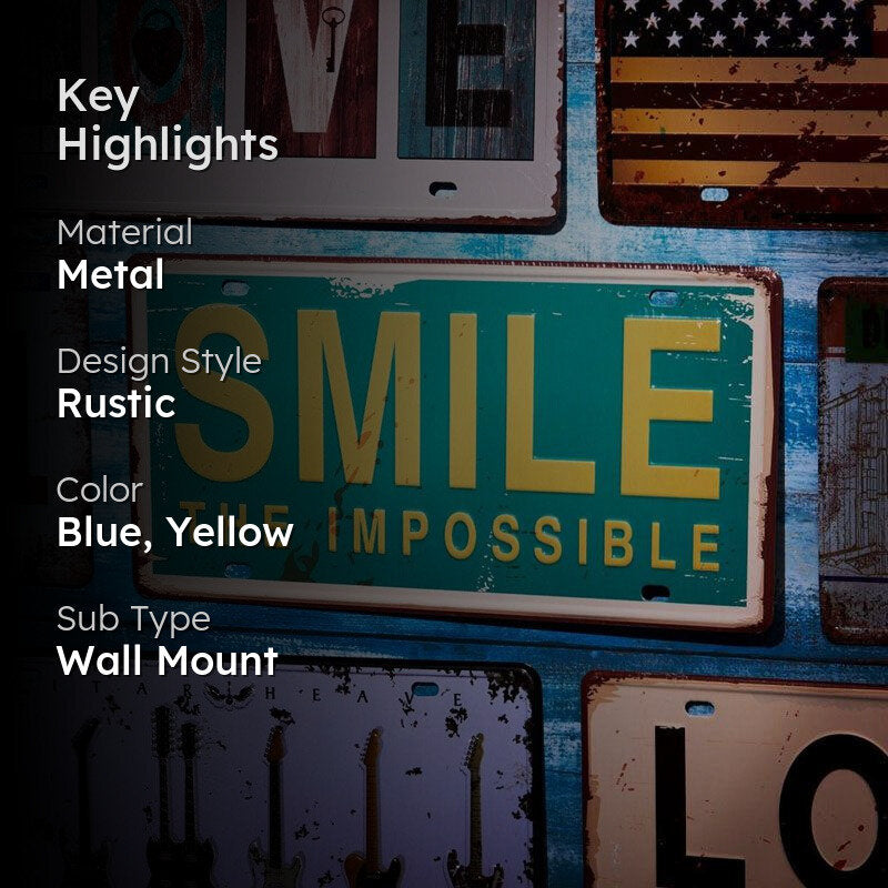 Smile The Impossible Sign Plate Metal Wall Accent media 2