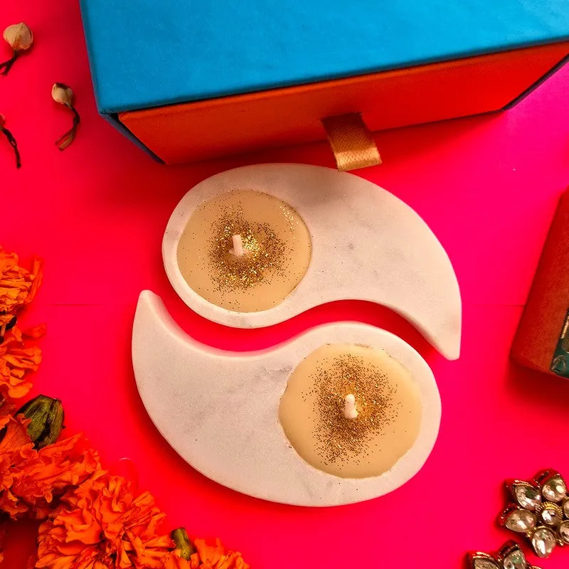 Amber Aura Tea Light Stand (Off White) - Set Of Two media 6