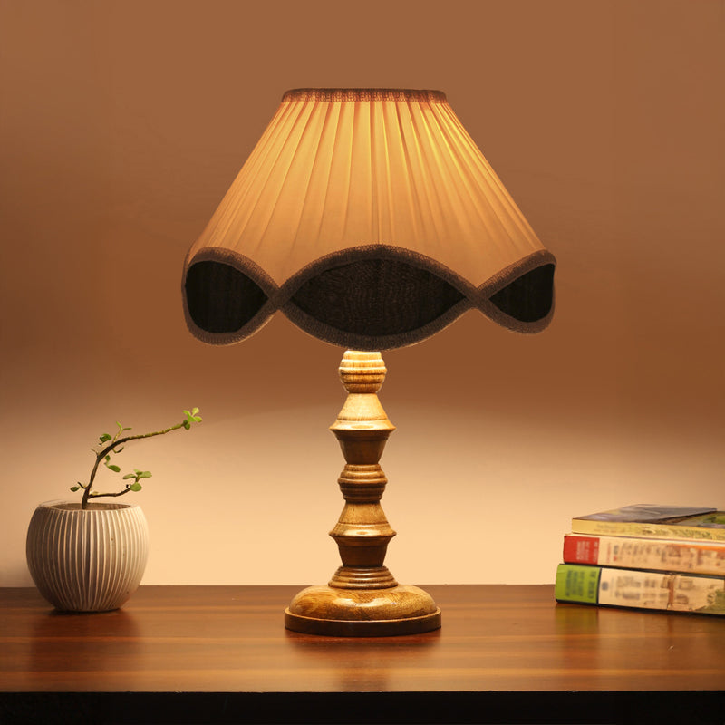 Valencia Timber Wooden Table Lamp - White,Brown