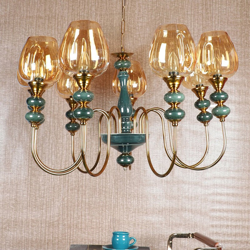 Creslen Glass Cluster Chandelier - Gold & Blue media 3
