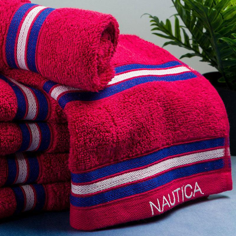 Nautica Dove Dual Down Cotton Hand Towel (Burgundy) - Set Of Six media 3