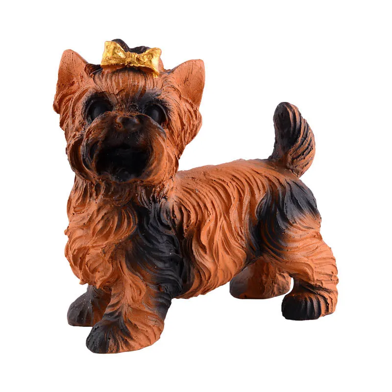 Yapping Yorkie Painted Polyresin Show Piece - Brown media 4