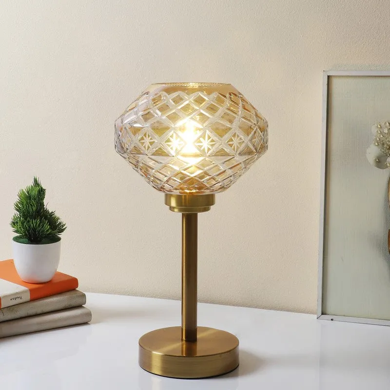 Loriella Elegant Mild Steel Table Lamp - Gold,Transparent media 1