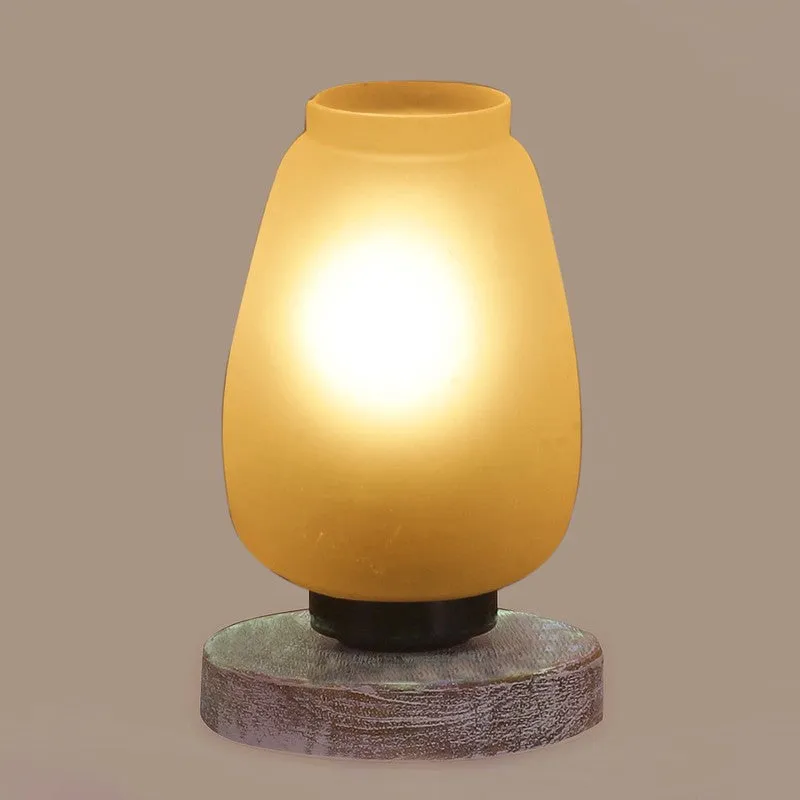 Astralune Glass Table Lamp With Wooden Base - White media 7
