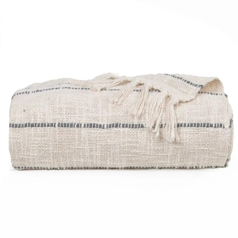 Flint Twist Striped Throw - Off White & Grey media 5
