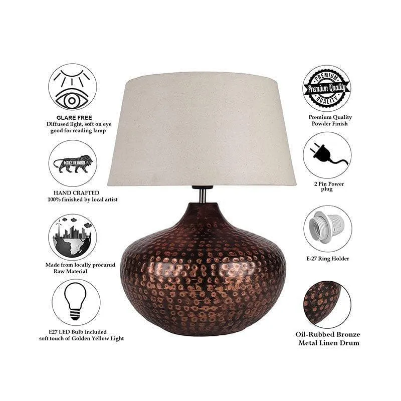 Arohana Fabric Table Lamp - Beige,Bronze media 6