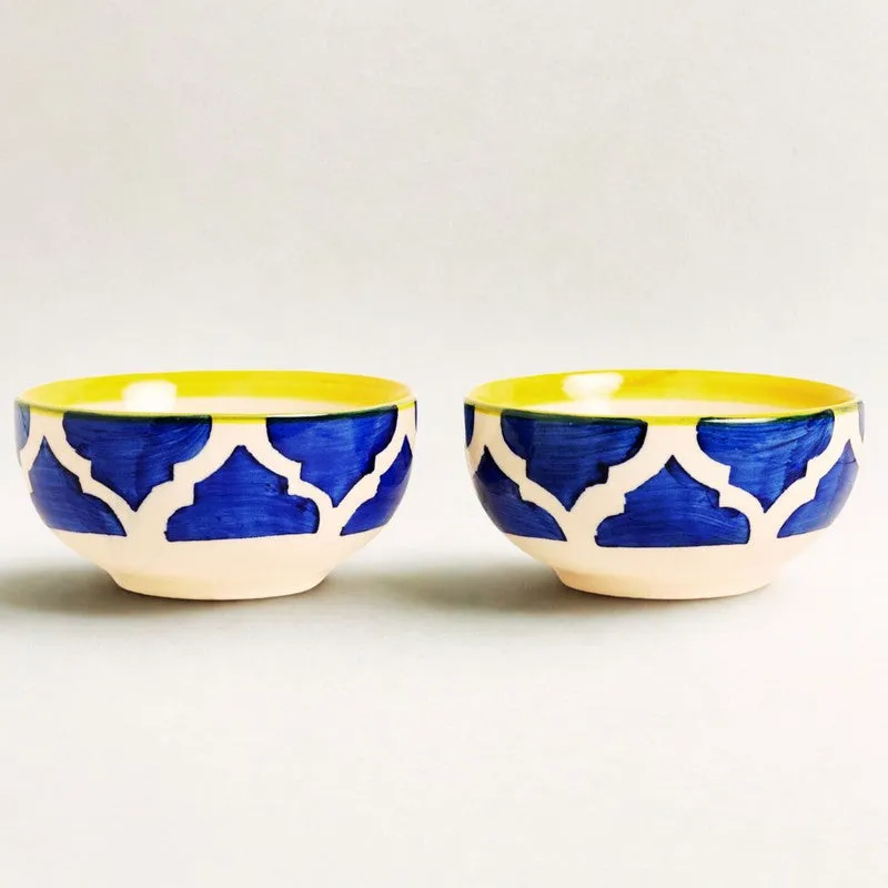 Snackify ServeEase Ceramic Snack Bowls (Blue,Yellow, 200 mL Each) - Set Of Two media 3