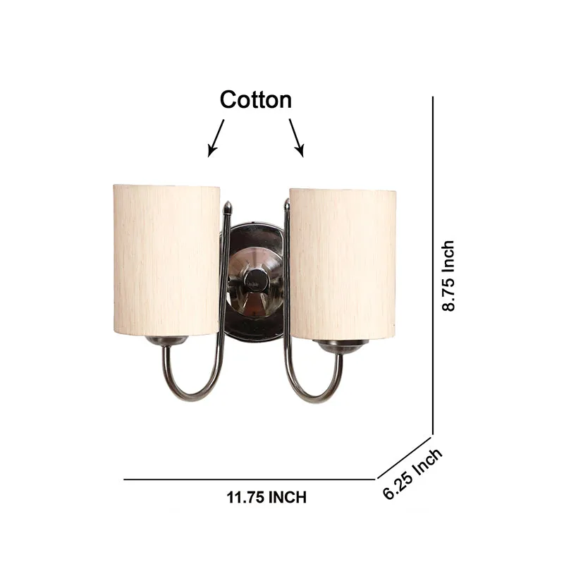 Veda Duo Cylindrical Fabric & Metal Wall Lamp - Off White media 5