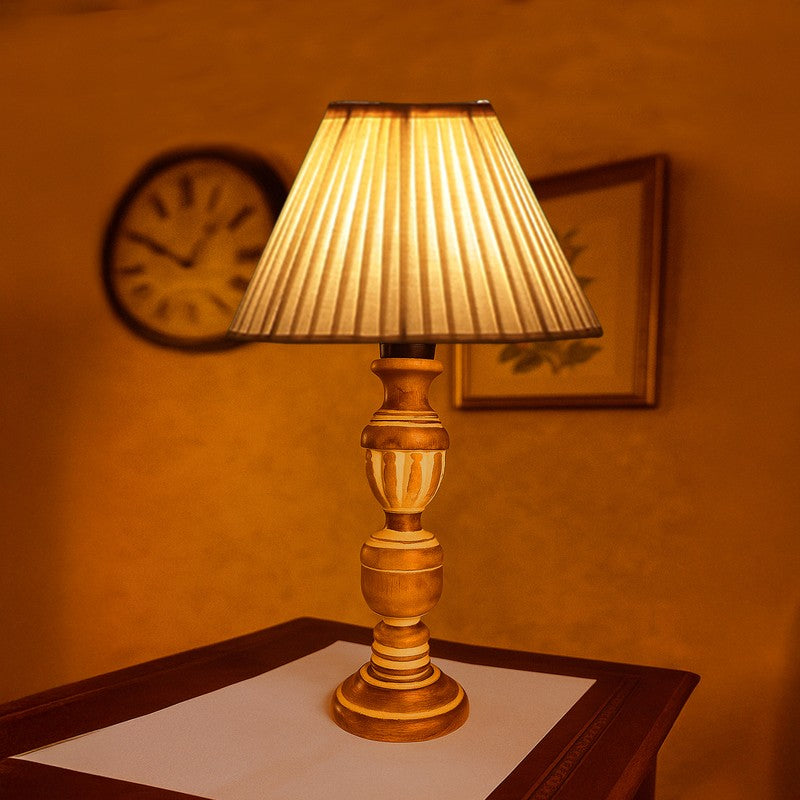 Zenrae Pleatro Wooden Table Lamp - White