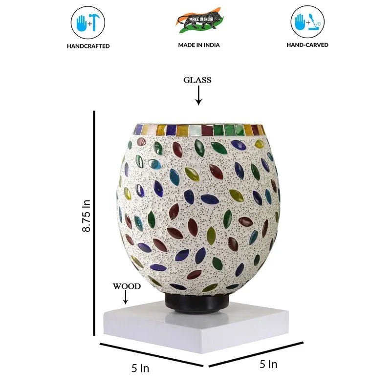 Glimara Mosaic Glass Table Lamp With Wooden Base - Multicolor media 9