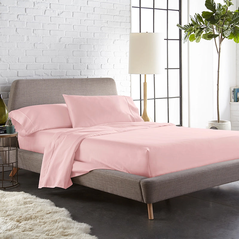Maison Solid Cotton Bedsheet (Rose) - 200 TC