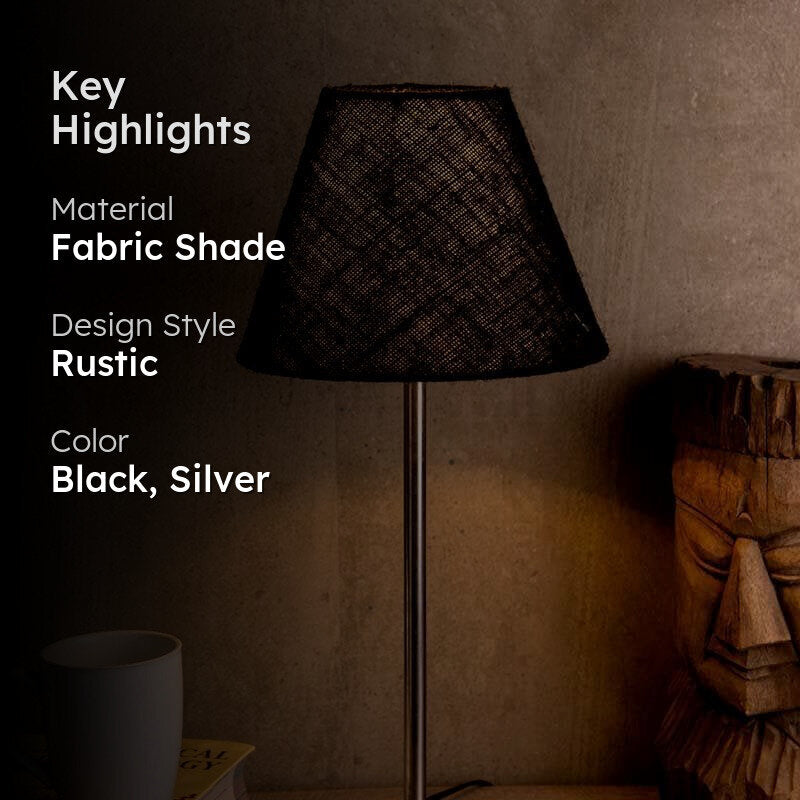 Classy Fabric Table Lamp - Black,Silver media 2