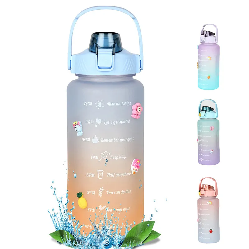 Ombre Sip Water Tumbler With Straw & Stickers (Blue,Orange) - 2 L media 5