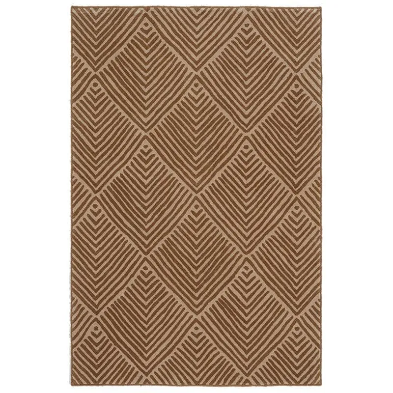 Medon Hand Tufted Geometric Wool & Nylon Carpet - Brown media 1