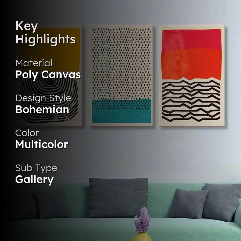 Mindfulness Poly Canvas Wall Art - Red - Three Piece Set media 2