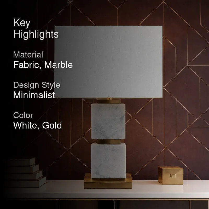 Table lamp highlight image showing white shade and marble base