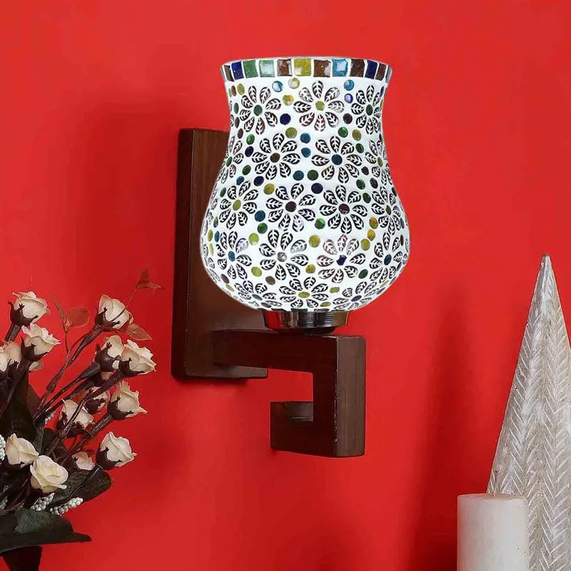 Regal Mosaic Wooden Wall Lamp media 3