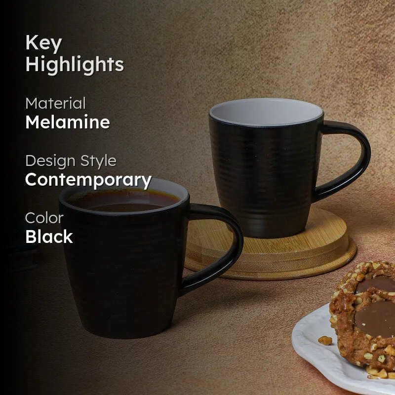 Brew Melamine Coffee Mug (250 mL Each/Black) - Set of Two media 2