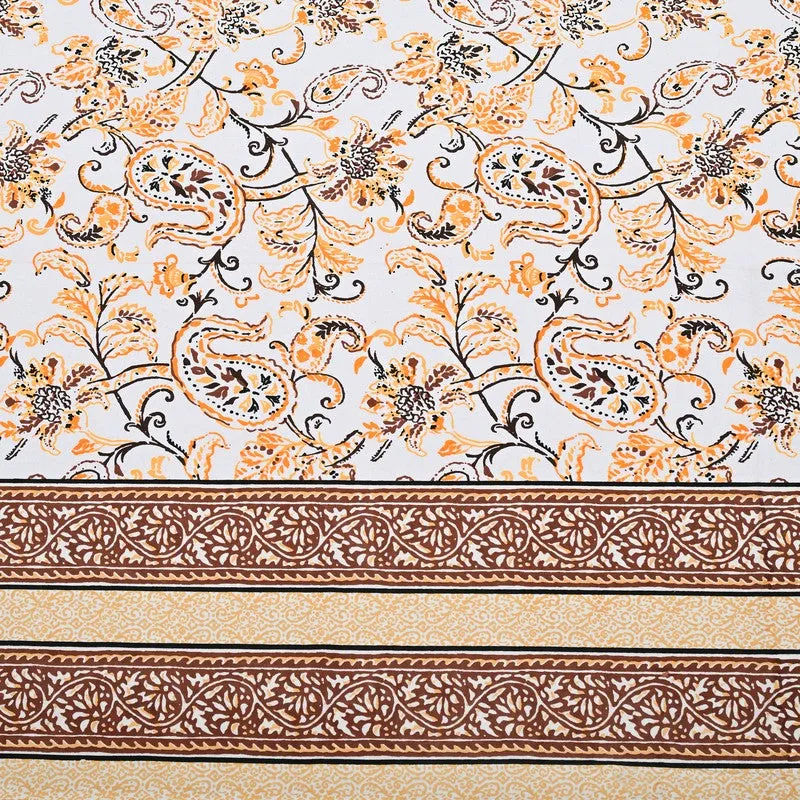 Sheetora Floral Cotton Bedsheet (Brown) - 240 TC media 7