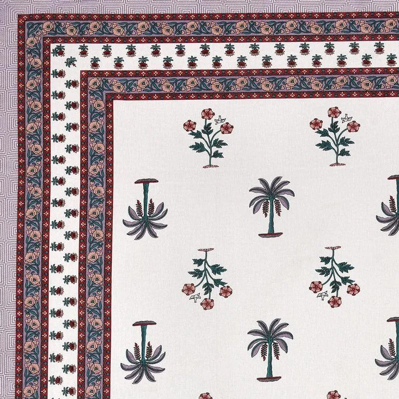 Palm Fields Printed Cotton Bedsheet (Maroon) - 140 TC media 4