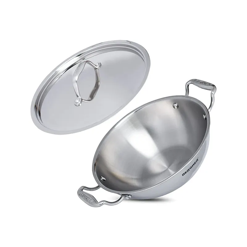 Bergner Argent Triply Deep Kadhai With Lid - 5700 mL media 8
