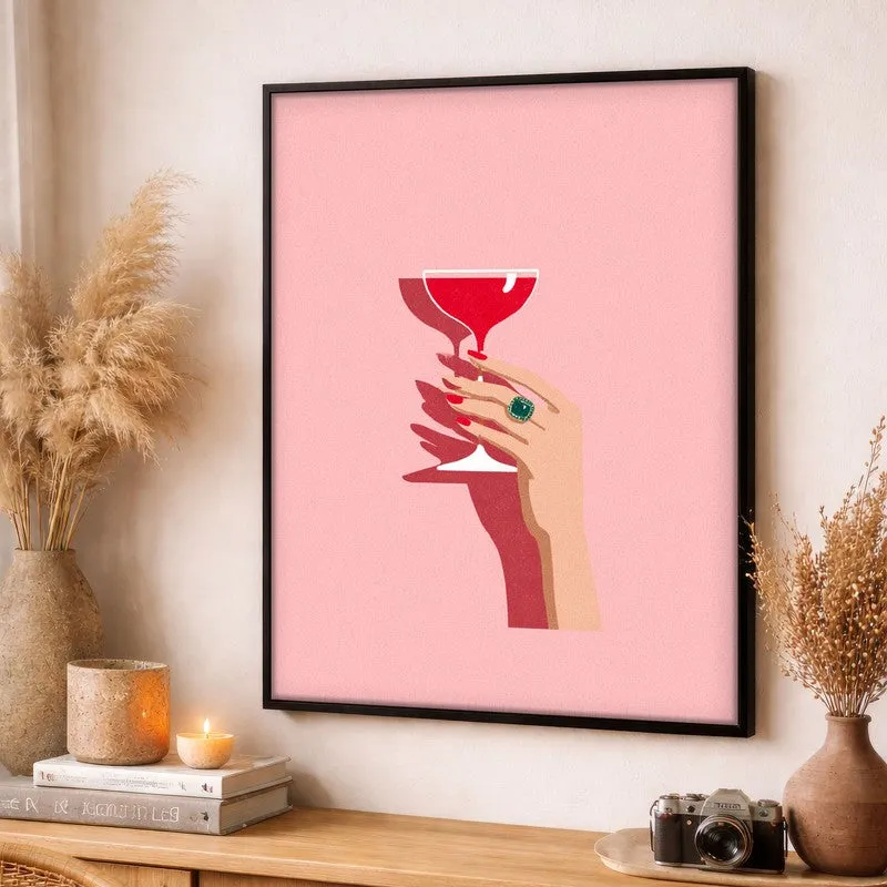 Pink Palette Canvas Wall Painting - Black Frame media 3