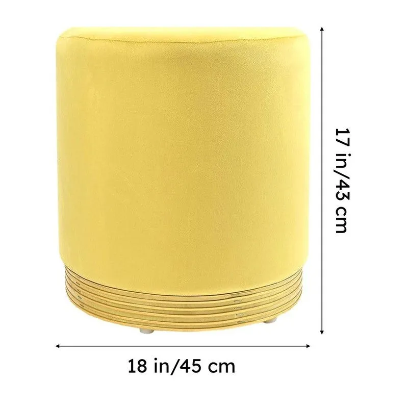 Velour Solid Velvet Pouffe - Yellow media 7