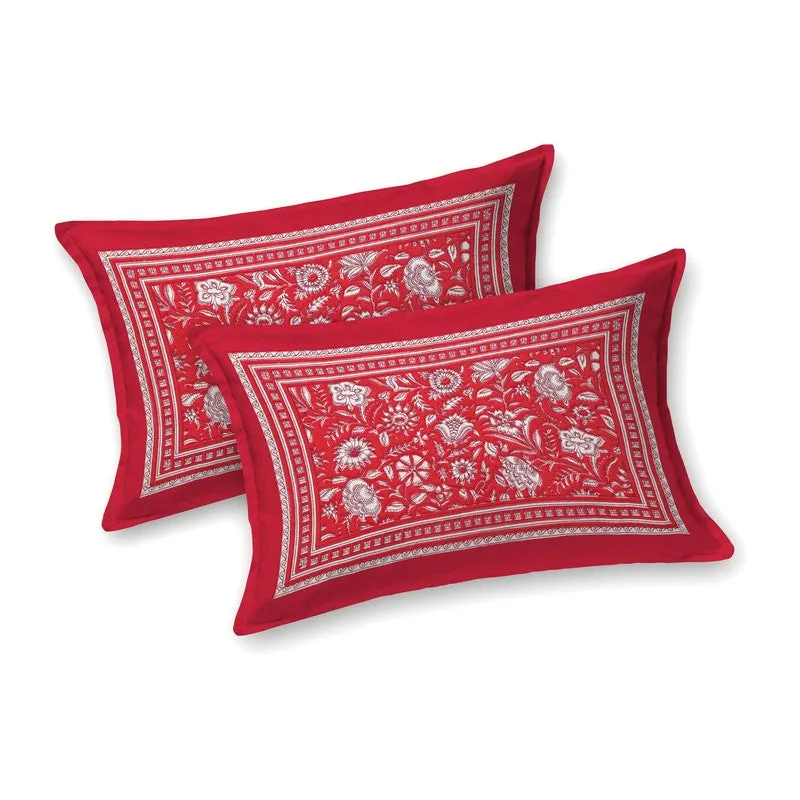 Blossomar Cotton Bedsheet (Red,White) - 240 TC media 4