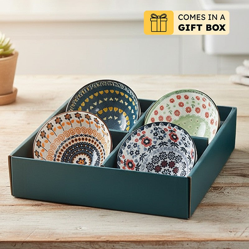Rioware TableBloom Ceremic Snack Bowls (250 mL Each) - Set Of Four