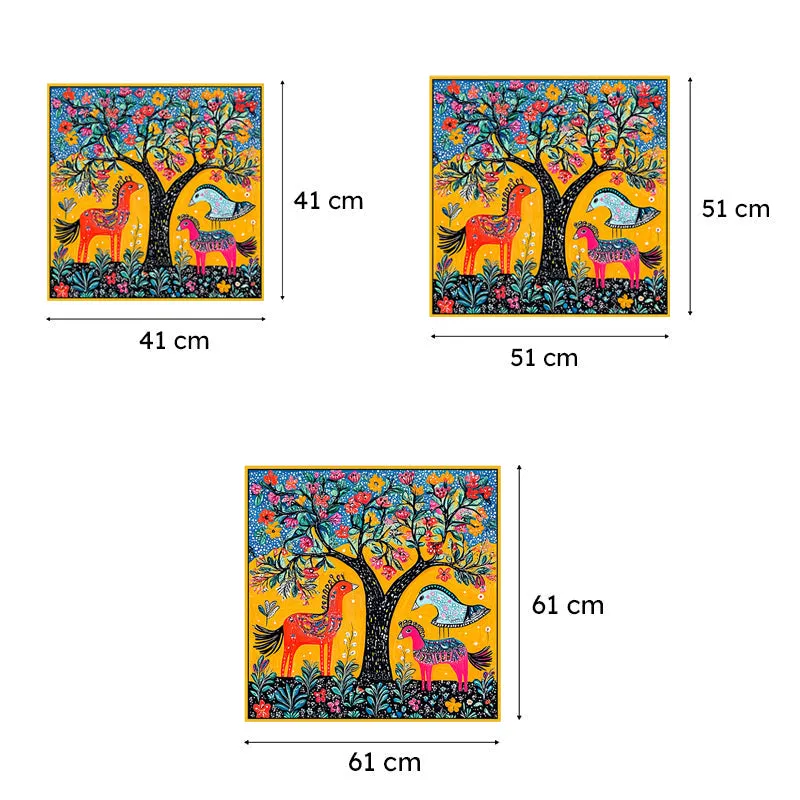 Forest Trance Canvas Wall Painting With Frame - Gold media 6