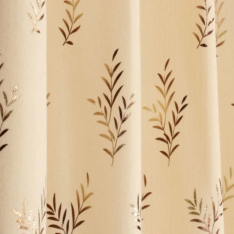 Soft Shine Printed Velvet Curtain - Beige,Gold media 4