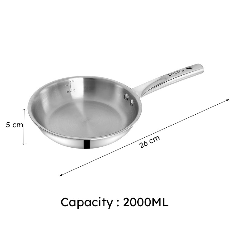 Silvra Triply Stainless Steel Frying Pan - 2000 mL/ 10 Inch media 6
