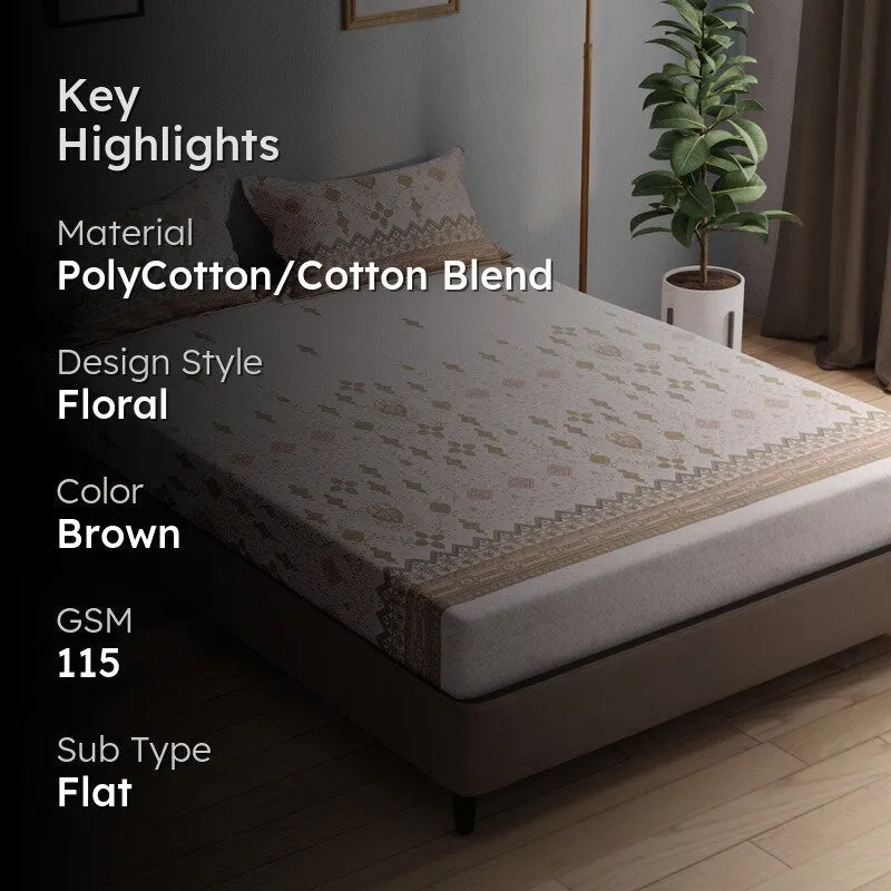Elvric Bedsheet (Brown) - 115 GSM media 2