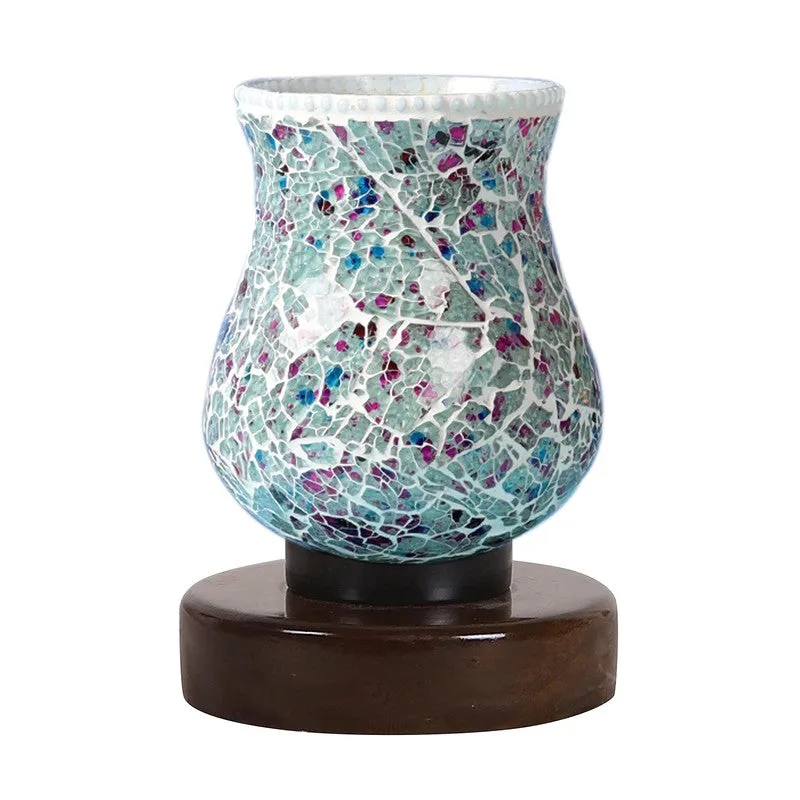 Pristar Mosaic Glass Table Lamp With Wooden Base - Multicolor media 5
