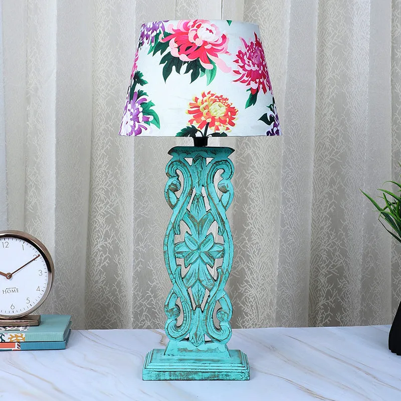 Miyabi Sigil Printed Mango Wood Table Lamp - Multicolor media 3