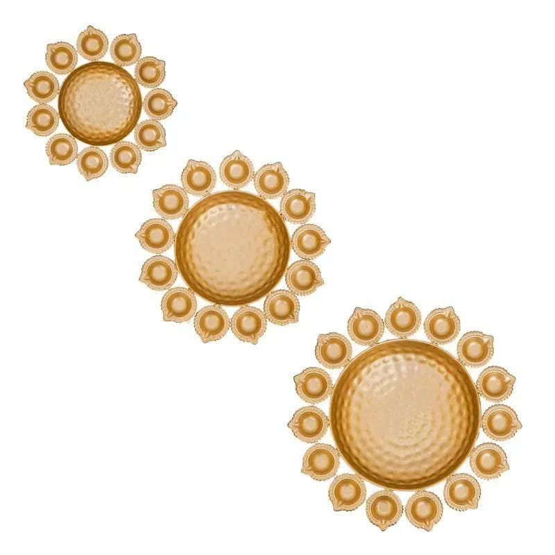 Gold Sunflower Urli- Set of Three media 4