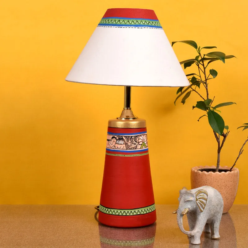 Janvi Handcrafted Terracotta Table Lamp - Multicolor media 3